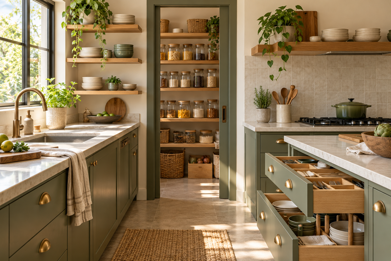 Referência visual de organização de cozinhas e despensas